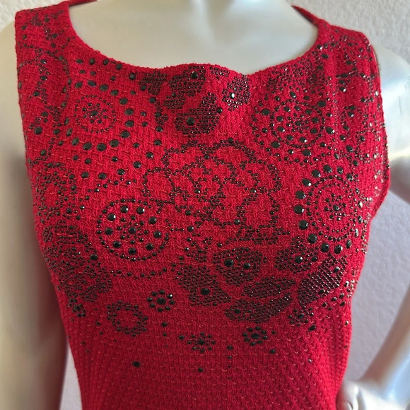 St. John’s Evening Gown Red Rhinestone Dress - Picture 3 of 10